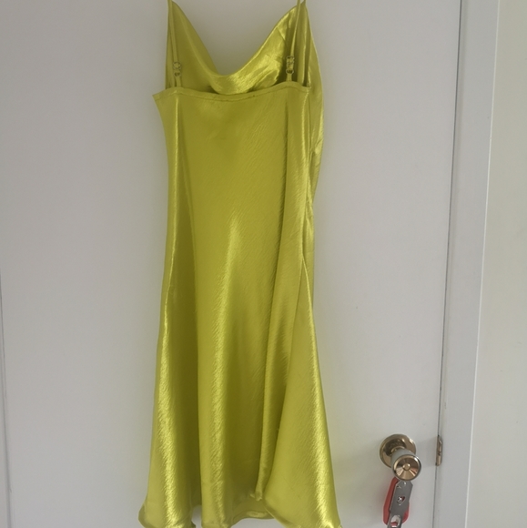 Size small Silky Neon yellow cowl neck slip dress - Picture 3 of 3